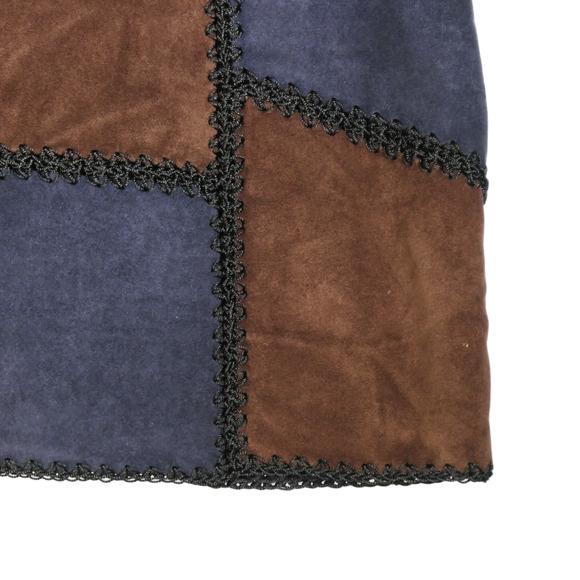 Romeo Juliet Faux Suede Skirt Womens Medium Blue Patchwork Soft Lined Boho - Picture 3 of 6